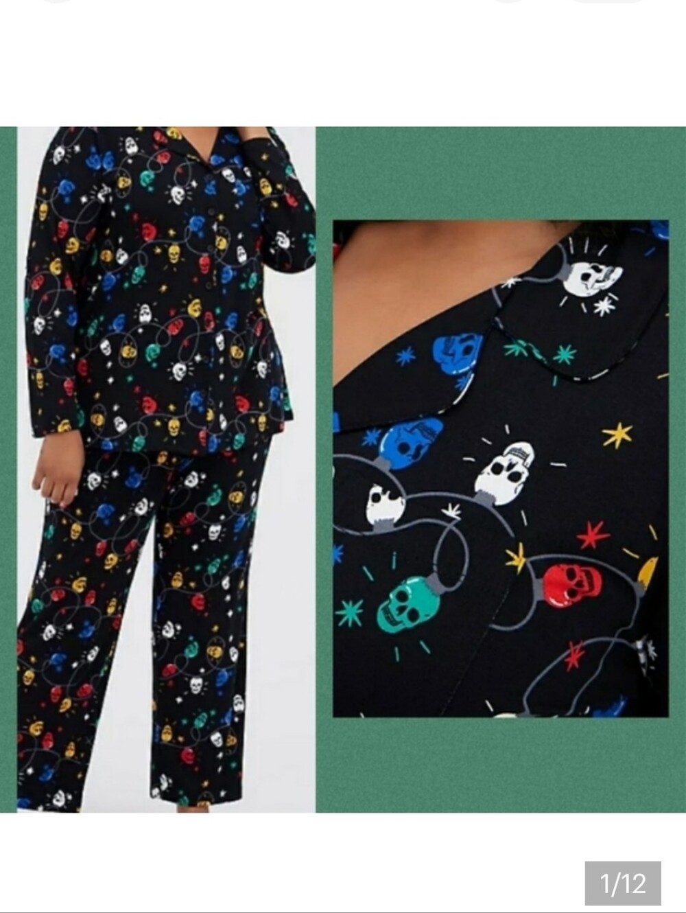 🆕🎄💀 SKULL HOLIDAY LIGHTS PJ SET🎄💀